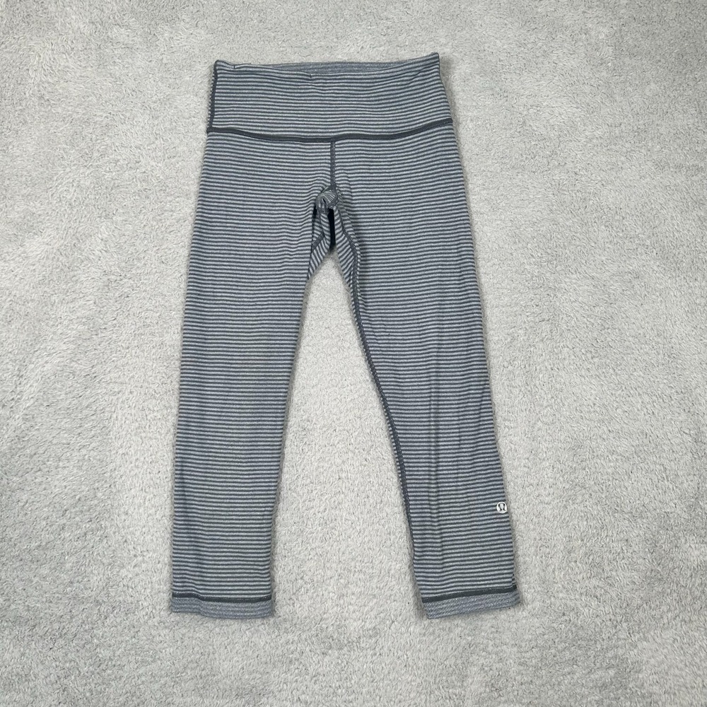 Lululemon Pants Womens 4 Black White‎ Athletic Compression Leggings EUC